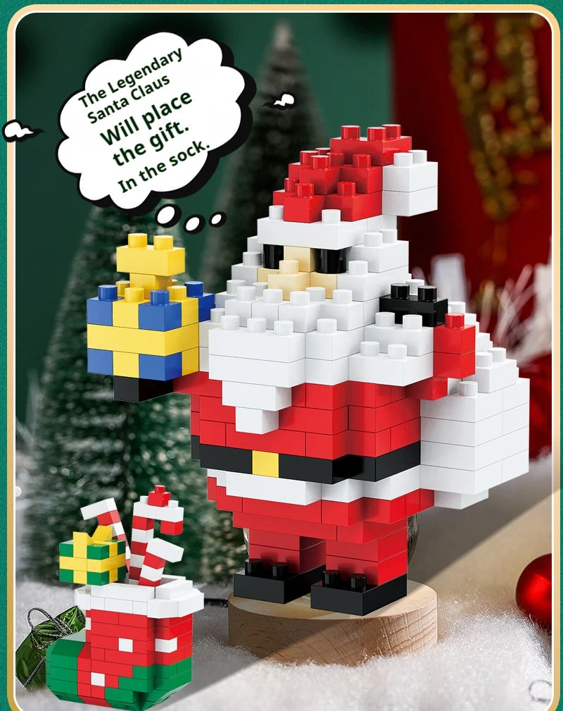 Weihnachtsgeschenke Micro Baustein DIY Domino Spiel Weihnachtsmann Rentier Urlaub Puzzle Montage Ziegel Tischdekoration Spielzeug