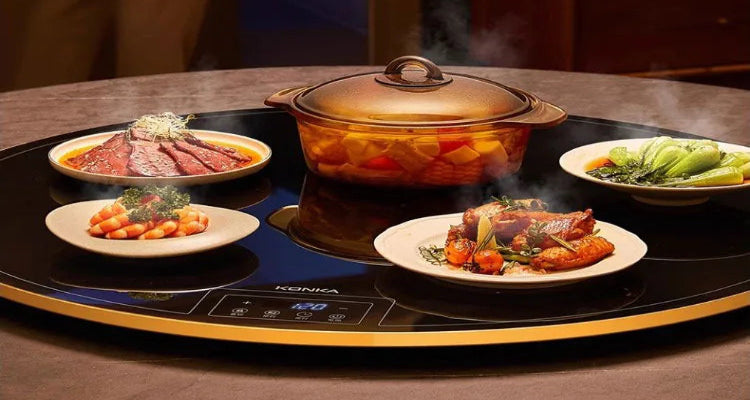 Elektrisches Speisenwärmbrett für den Haushalt, runder multifunktionaler Esstisch mit konstanter Temperatur und Hot-Pot-Heizplatte