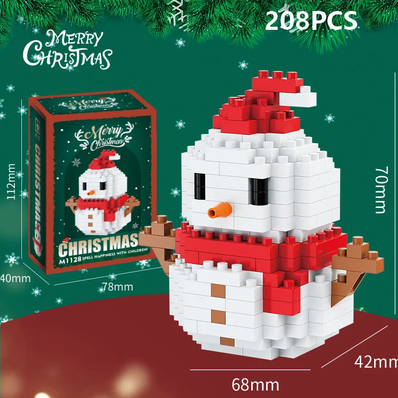 Weihnachtsgeschenke Micro Baustein DIY Domino Spiel Weihnachtsmann Rentier Urlaub Puzzle Montage Ziegel Tischdekoration Spielzeug
