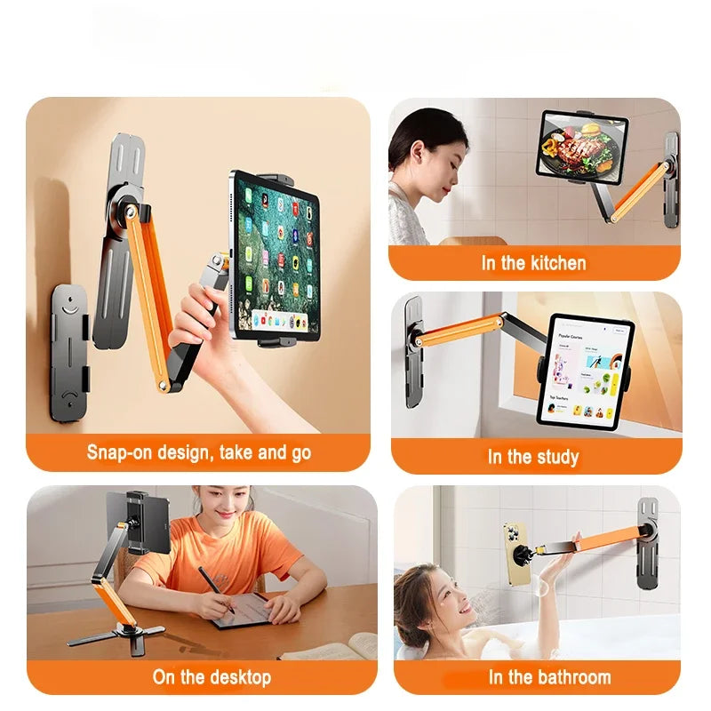 Eary Tablet Wand halterung 360 ° Drehung Tablet Halter Ständer Küche Wand halterung kompatibel mit iPad/iPhone/alle 4, 5-6, 5-Zoll-Tablet