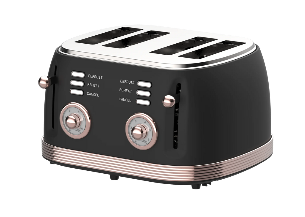 Retro-Frühstücksset, Geräte, 4-Scheiben-Toaster, elektrischer Wasserkocher und Toaster-Set, Saftmixer