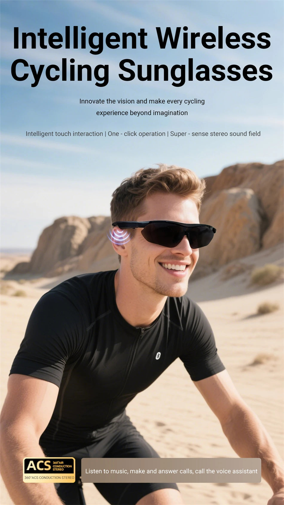 Intelligente Bluetooth-Brille zum Musikhören, Telefonanrufe, Radfahren, Sport, Kopfhörer, UV-Schutz, Intelligenz, Sonnenbrille für Männer und Frauen