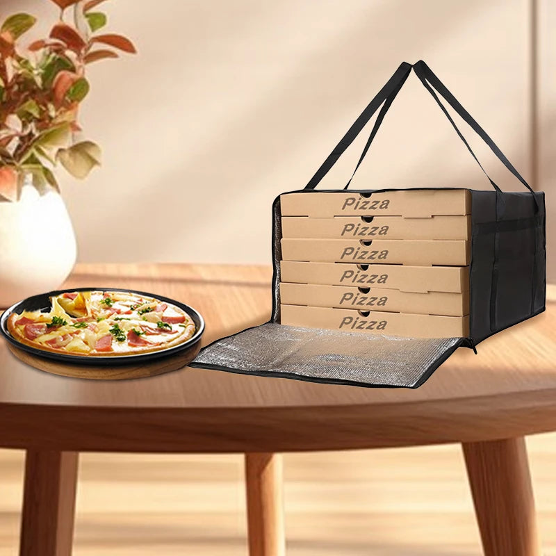 Isolierte, wasserdichte, wiederverwendbare Lebensmittelliefertasche, tragbare Tragetasche für die Aufbewahrung heißer und kalter – ideal für Pizza, Lebensmittel und Pickn