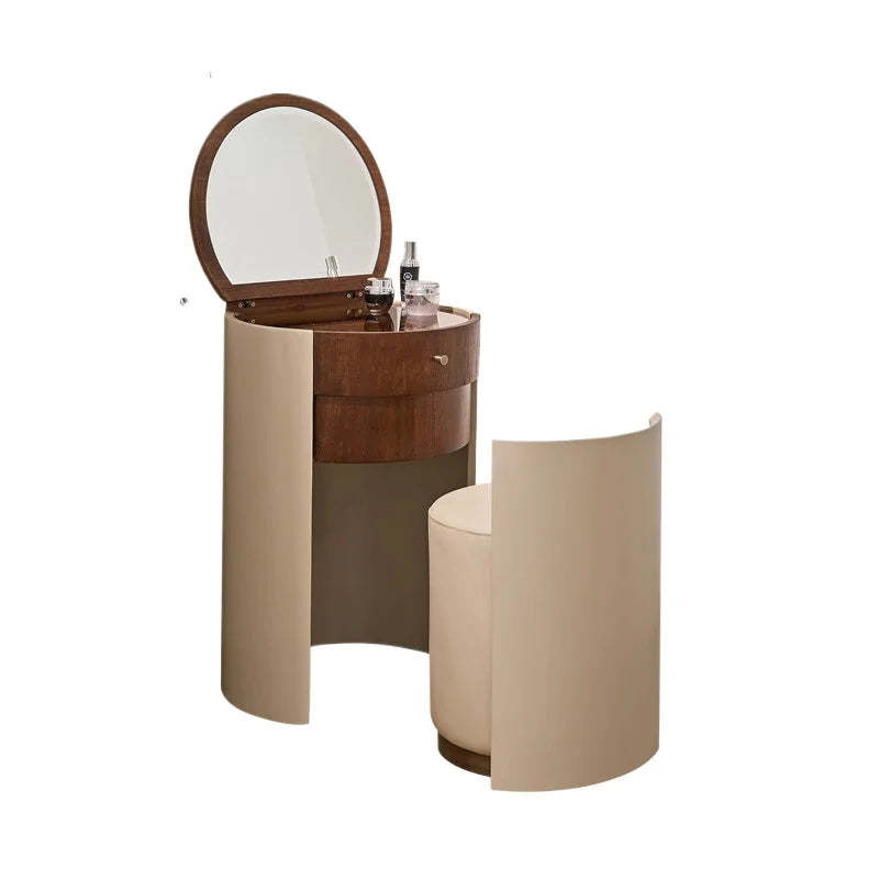 Wohnung Design Schminktisch Runde Luxus Schlafzimmer Set Schminktisch Stuhl Büro Penteadeira De Maquiagem Haus Zubehör