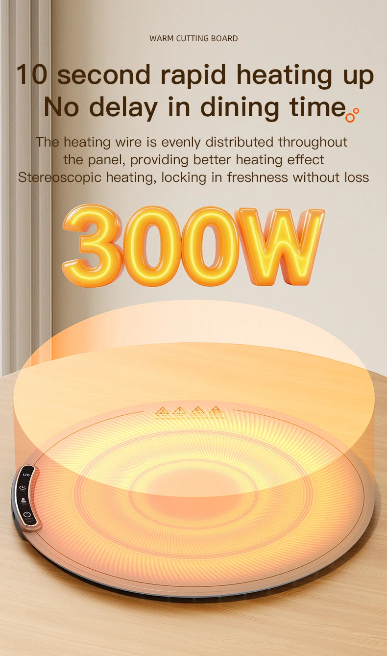 TINSOL Elektrisches Heizplatte für Lebensmittel, tragbares, zusammenklappbares Heiztablett mit 8 Temperatureinstellungen, thermostatisches Lebensmittel-Heizkissen