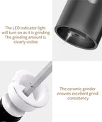 110 ml wiederaufladbare elektrische Salz- und Pfeffermühlen-Schüttler, USB, automatisch einstellbare Grobheit, Gewürzmühlen für Küchenhelfer