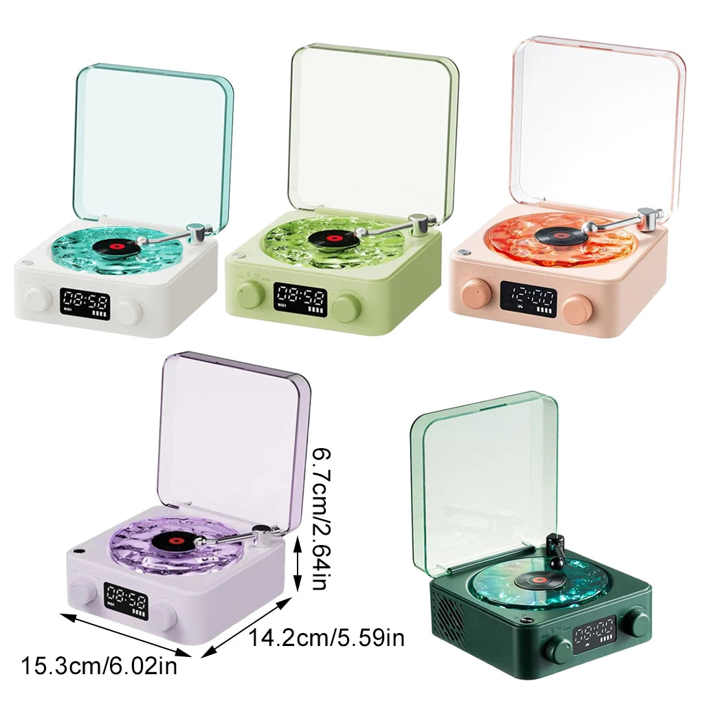 Retro Plattenspieler Lautsprecher mit weißem Rauschen, kabelloser Bluetooth-Schallplattenspieler, Stereo-Sound, RGB-Projektion, Lampeneffekt
