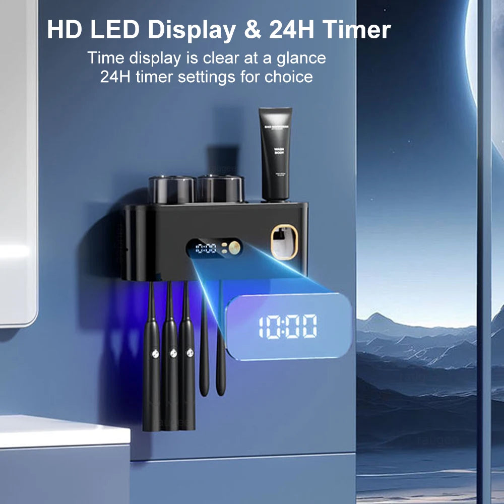 Tragbarer Zahnbürsten-Sterilisator, kabellose Zahnbürste, UV-Sterilisation, wiederaufladbarer, an der Wand montierter elektrischer Zahnbürsten-Trocknerhalter