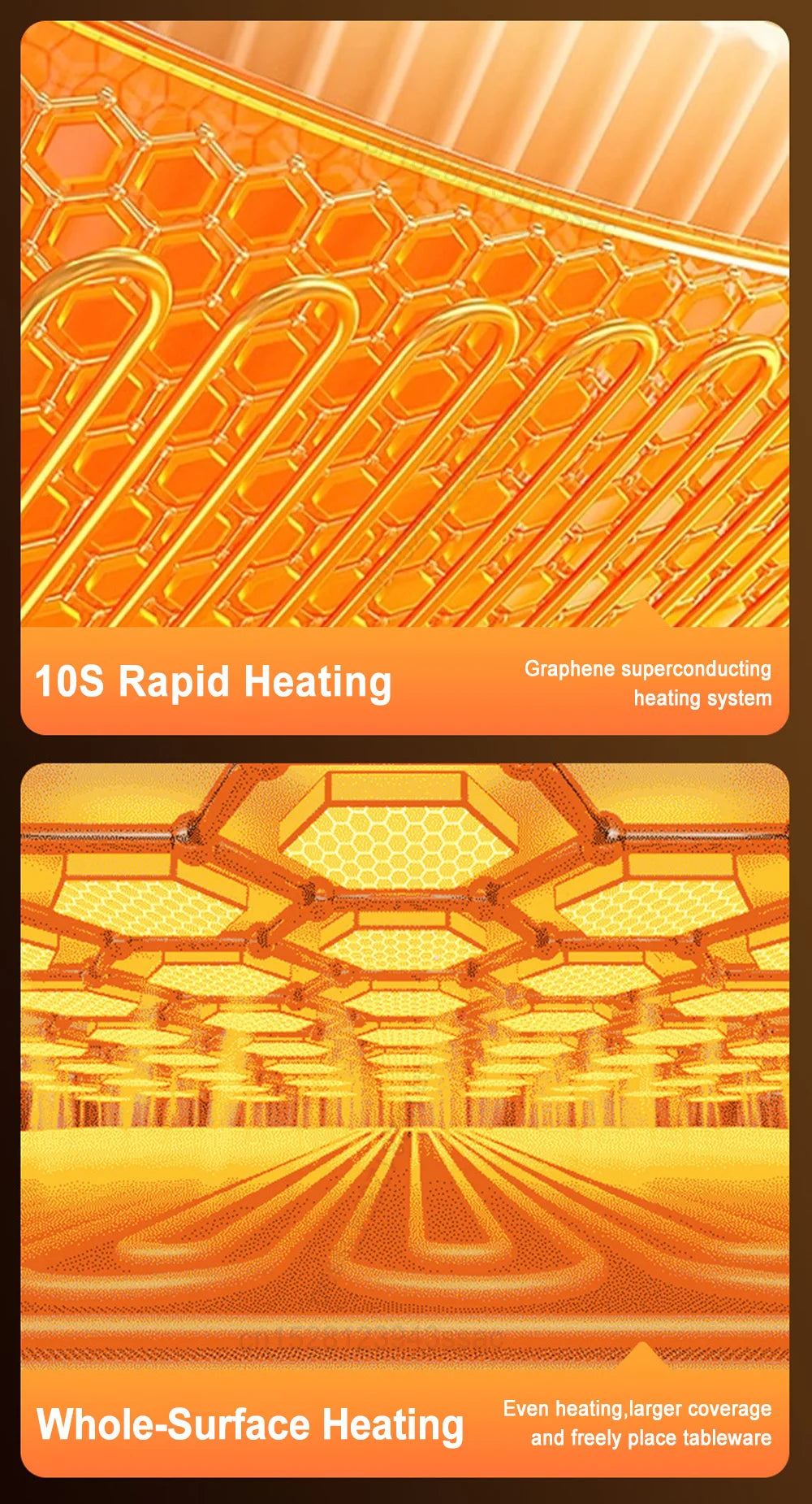 Elektrisches Wärmtablett, Speisenwärmerplatte, faltbar, tragbar, Smart Food, schnelle Erwärmematte, elektrisches Wärmtablett mit 3-Temp-Einstellung