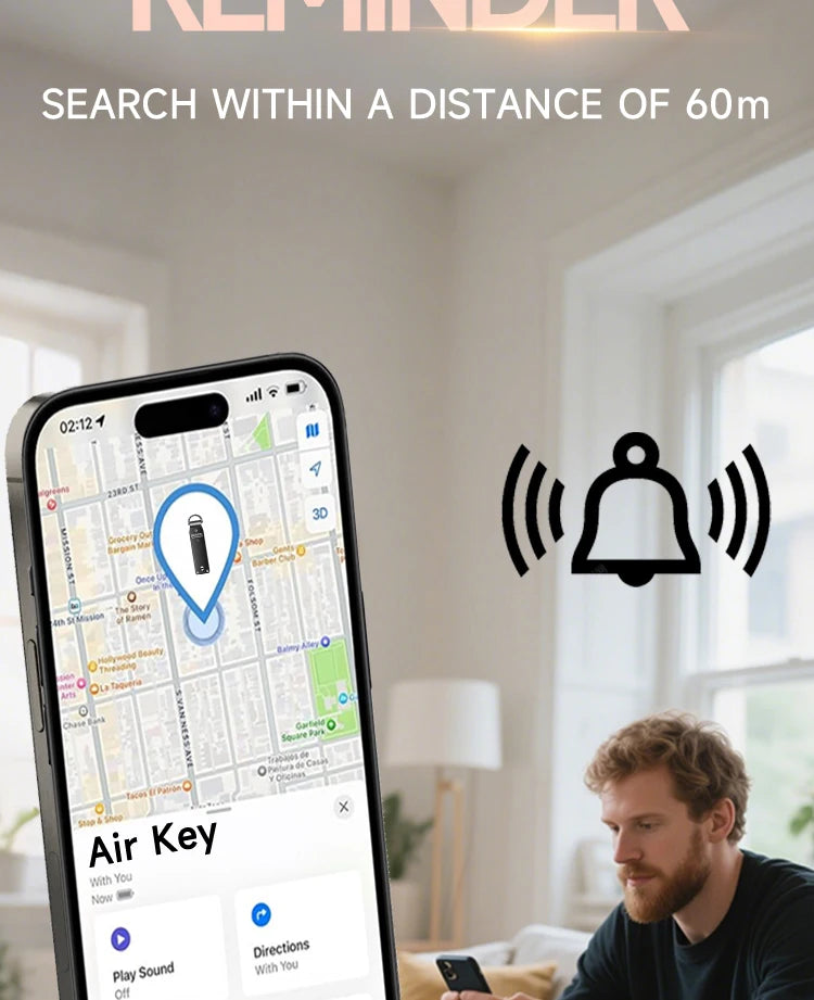 Schlüssel-Organizer funktioniert mit Apple Find My, integrierten Airtag-Chips, fasst 2–6 Schlüssel, Auto-Schlüsselanhänger mit GPS-Tracker, (nur iOS)