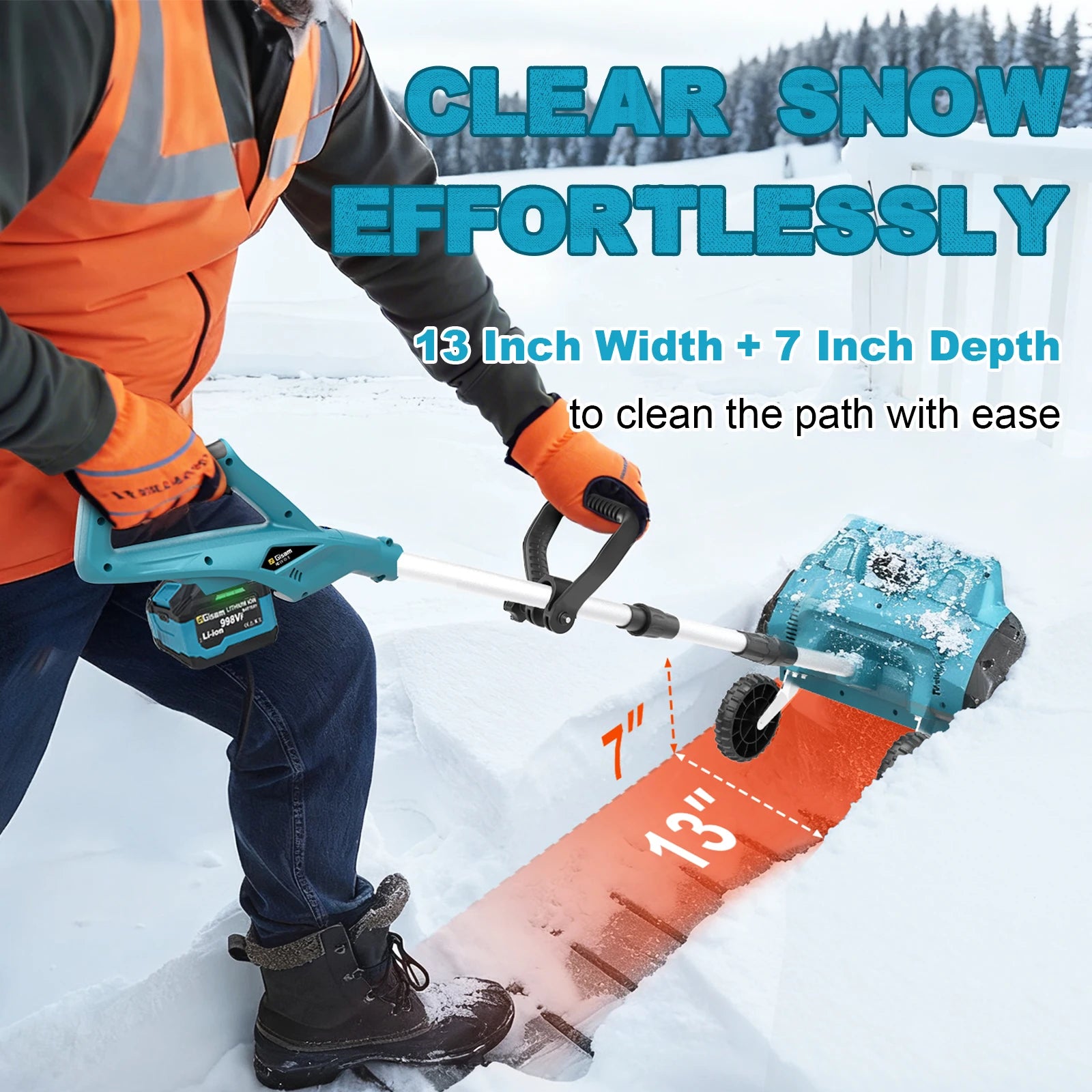 G perfil 13 Zoll bürstenloser elektrischer Schneepflug Schneekehrmaschine Akku-Sauberes Straßenhof-Elektrowerkzeug für Makita 18 V Akku-Pin