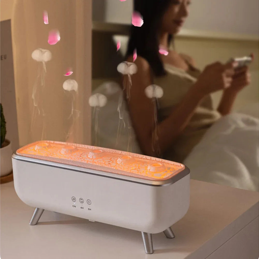 300 ml dynamischer tanzender Quallen-Luftbefeuchter, 5 Düsen, bunte Beleuchtung, Aromatherapie-Diffusor, 2 Nebelmodi für das Heimbüro