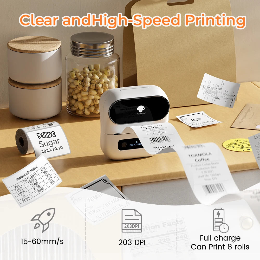 Imprimante d'étiquettes thermique Phomemo M220 75 mm pour codes-barres, adresses, courriers, dossiers, étiquettes pour téléphones et PC