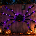 Halloween Riesige Leuchtende Plüsch-Spinne – Lila LED, 8 Modi, Innen & Außen