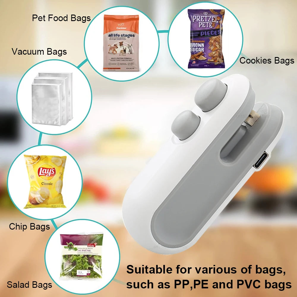 Mini-Heißbeutel-Versiegelungsmaschine, Paketversiegelungsbeutel, Kunststoff-Lebensmittelversiegelungsclip-Tasche, Handversiegelung, Lebensmittelverpackung, Heißsiegelgerät
