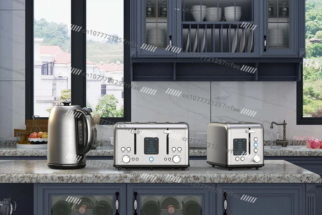 Kaffeemaschine Haushaltsgeräte Set Retro Toaster Edelstahl Elektrische Kaffeemaschine und Toaster Set