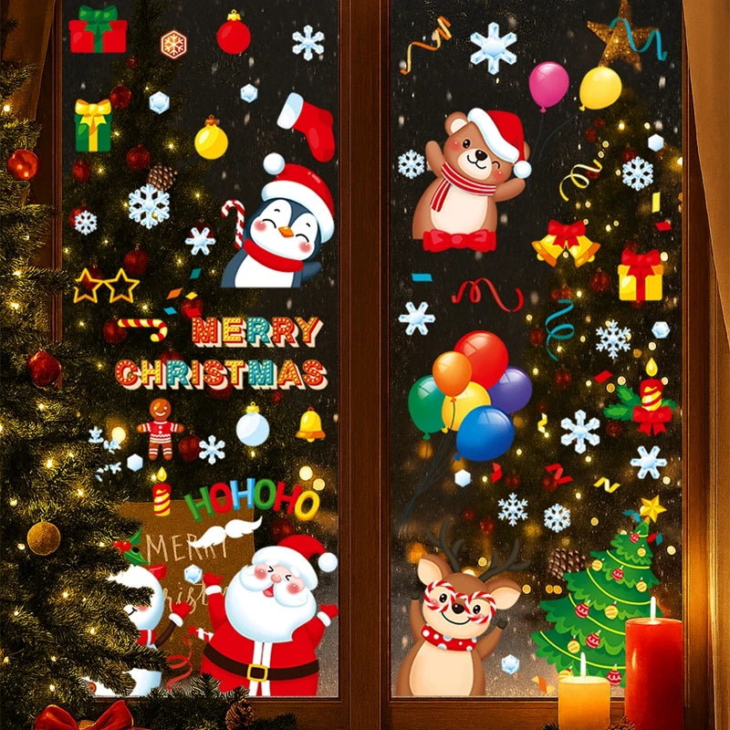 Weihnachts-Fensteraufkleber, Frohe Weihnachten, Dekorationen für Zuhause, 2025, Weihnachts-Wandaufkleber, Kinderzimmer, Neujahr, Dekoration 2026