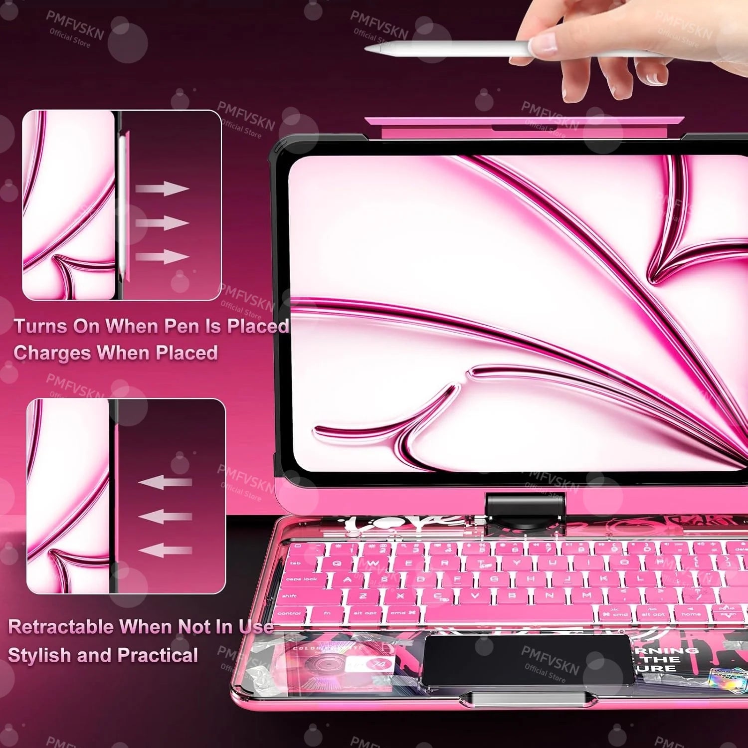 Magic Keyboard Case 360° °,   Für iPad Pro 11, 12,9 2018-2022 Pro 13 2024, Abdeckung Folio Für iPad Air 5th 4th 6th 7th 10,9" 10th 11th Gen