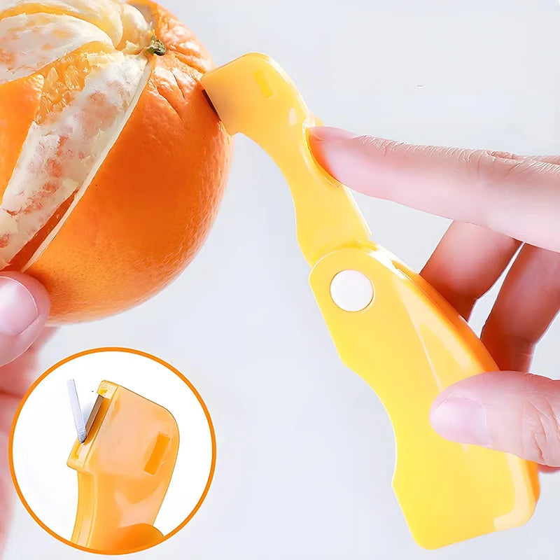 PDQ Orangenschäler & Zitrusöffner – Faltbar, 12×3cm, PP-Kunststoff | Für Orangen, Zitronen & Zitrusfrüchte | Orange