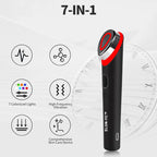 7-in-1 Gesichts-Schönheitsgerät – 7 Lichttherapie-Modi, Vibrationsmassage, USB-C | CE | Anti-Aging & Hautpflege | Rosa & Schwarz