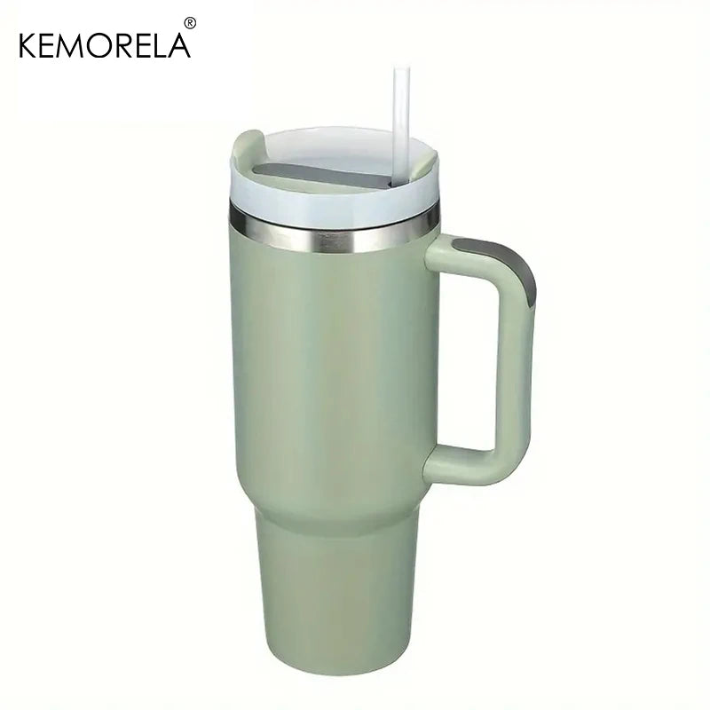 KEMORELA 30 & 40 oz Becher mit Griffdeckel Stroh 887/1182 ml Edelstahl Wasserflasche Vakuum Thermoskanne Tasse Reise Auto Kaffeetasse