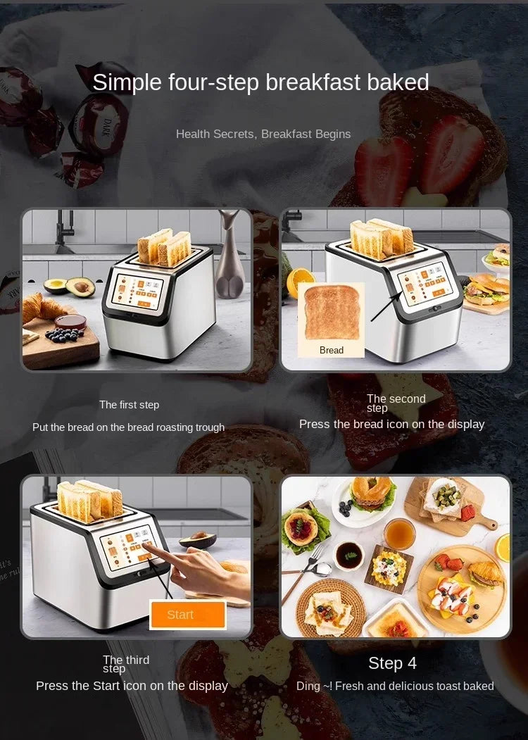 Hochwertige Fabrikpreise, Hochgeschwindigkeits-Touchscreen-Toaster, 2-Scheiben-Smart-Toaster