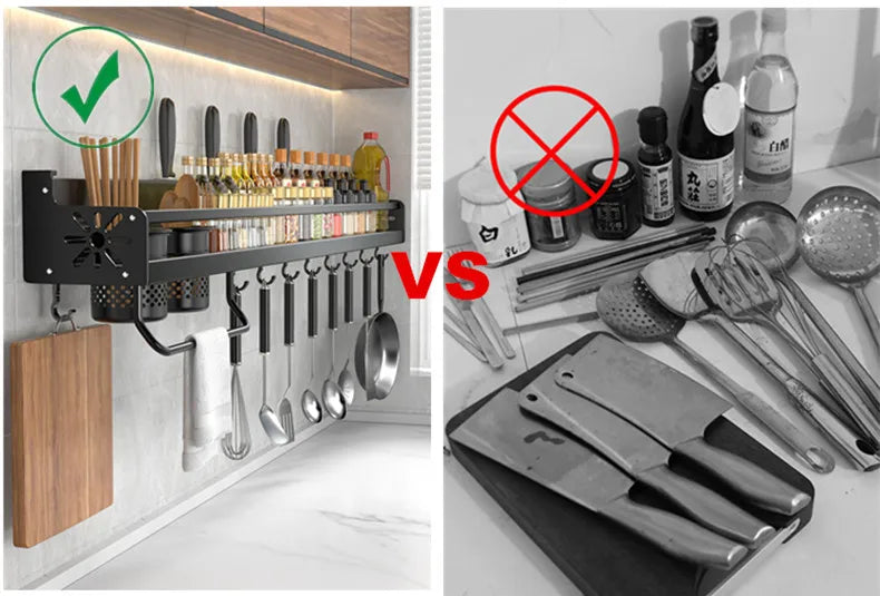 Küche Organizer, Regal Wand-montiert, Gewürz Lagerung, Rack Küche, Messer Halter, Gewürze, Essstäbchen, Löffel, Schaufel Lagerung