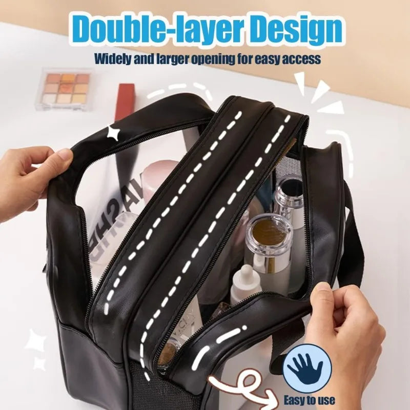 Transparente Kulturtasche mit Nass-Trocken-Trennung, M/L