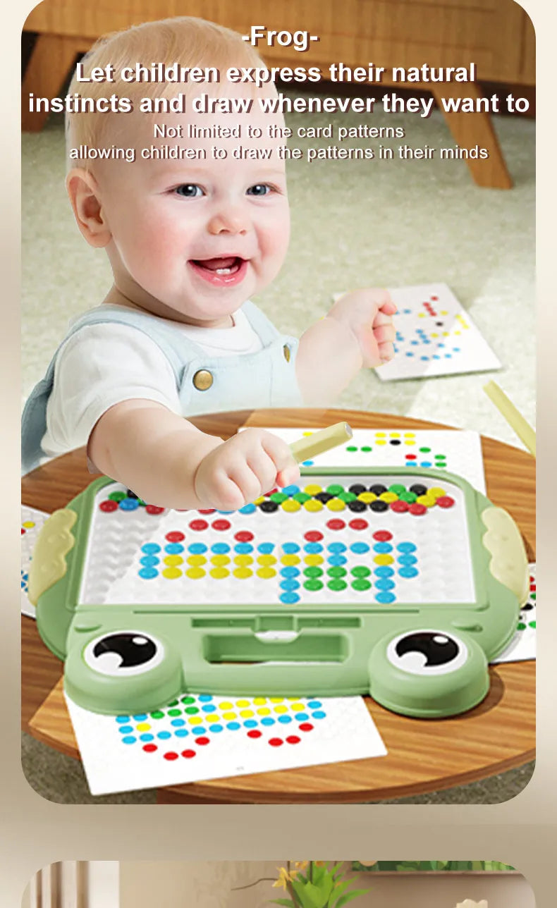 Montessori Kinder, Magnetisches Zeichenbrett, Spielzeug mit Magnetperlen und Stift, Niedliche Frösche, Großes Doodle-Brett für Kinder, Lernspielzeug