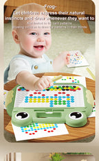 Montessori Kinder, Magnetisches Zeichenbrett, Spielzeug mit Magnetperlen und Stift, Niedliche Frösche, Großes Doodle-Brett für Kinder, Lernspielzeug