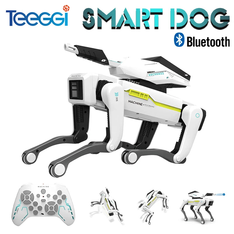 Teeggi Multifunktions-RC-mechanischer Hund, elektrischer RC, intelligenter Roboterhund mit Revolver, Lernspielzeug, bionisches intelligentes Roboter-Spielzeug, Geschenk