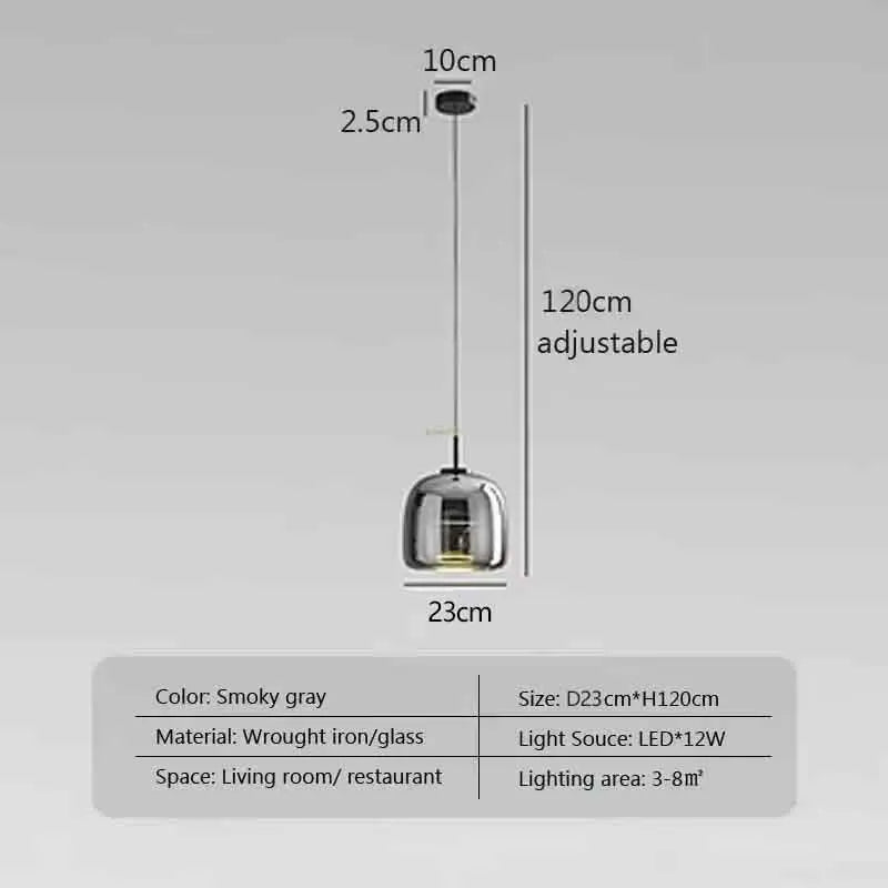 Moderne LED-Pendelleuchte aus Glas, rauchgrau, bernsteinfarben, 15/26/38 cm, Esstisch, Hotellobby, Schlafzimmer, Innenlampe, Heimleuchte, Dekoration