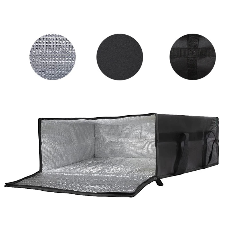 Isolierte, wasserdichte, wiederverwendbare Lebensmittelliefertasche, tragbare Tragetasche für die Aufbewahrung heißer und kalter – ideal für Pizza, Lebensmittel und Pickn