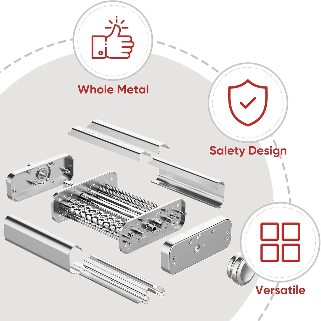 3-in-1-Nudelaufsatz für Kitchenaid-Standmixer, komplett aus Metall, Nudelmaschine, Kitchenaid-Aufsatz, Nudelblatt-Rolle, Spaghetti