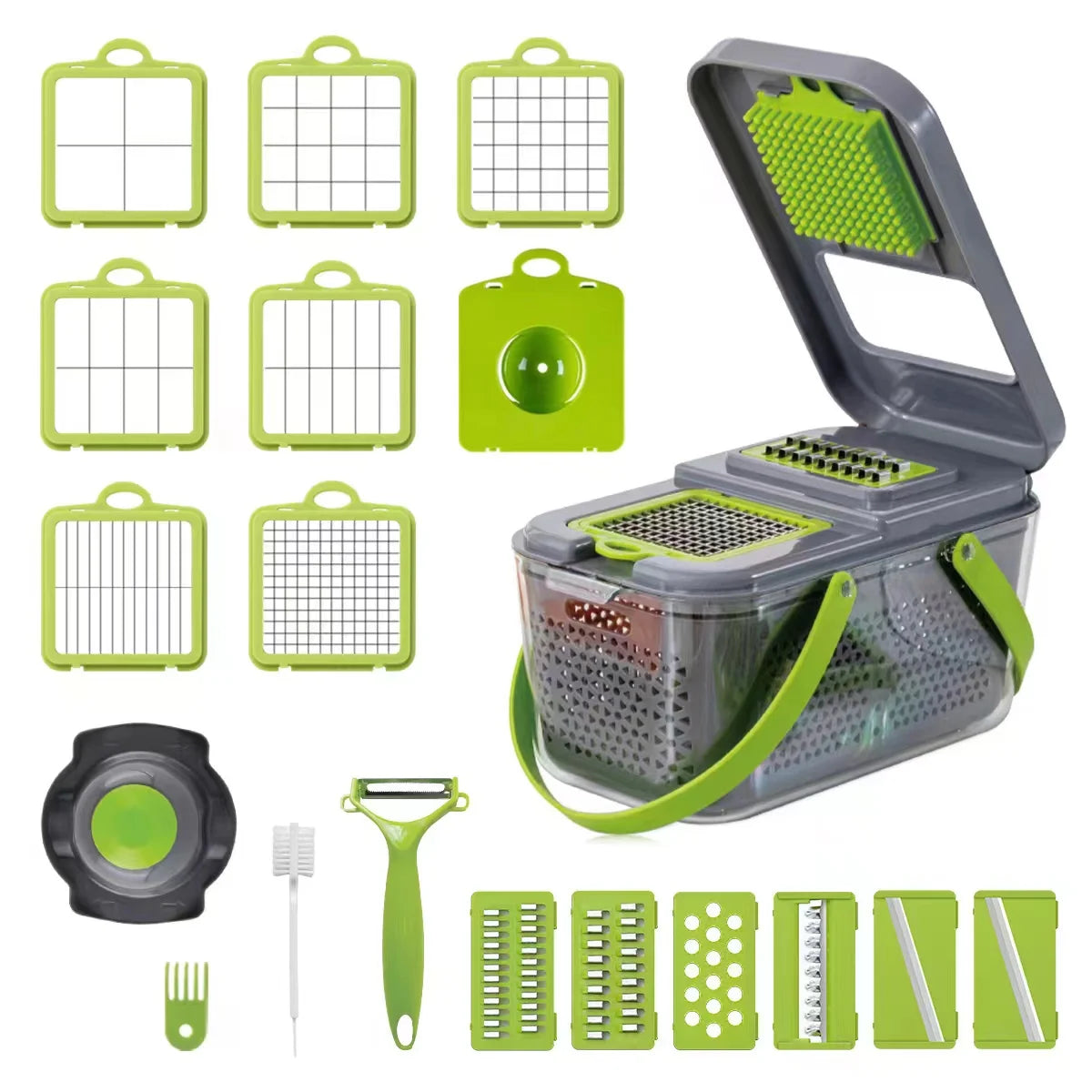 22-in-1 Gemüseschneider Set – Edelstahl, Hobel, Würfelschneider, Reibe, CE-zertifiziert
