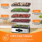 Aigostar Crispy Lebensmitteltrockner – 240W, 5 Tabletts, 35–70°C, 0–99h Timer, LED | CE | Obst, Fleisch & Gemüse