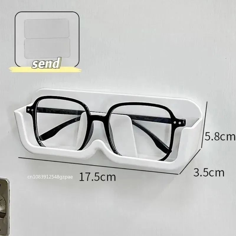 Brillen-Organizer Wandhalter – Selbstklebend, Ohne Bohren, 17,5×3,5×5,8cm | Sonnenbrille & Brille | Weiß, Grau & Transparent