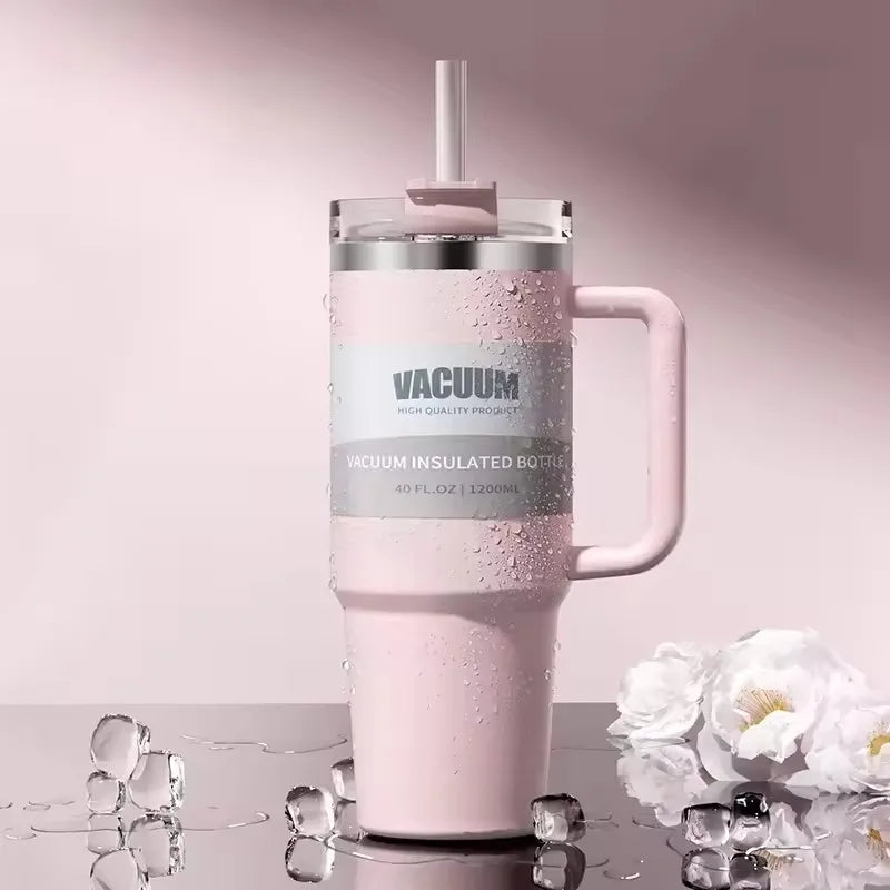 40-Unzen-Autobecher, isolierter Strohbecher aus Edelstahl 304, Eisbecher, Auto-Wasserbecher