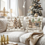 Christmas Cheer: Frohe Lebkuchen, Baum, Schlitten und Jingle All The Way Kissenbezüge Sofakissenbezug Neujahrs-Heimdekoration