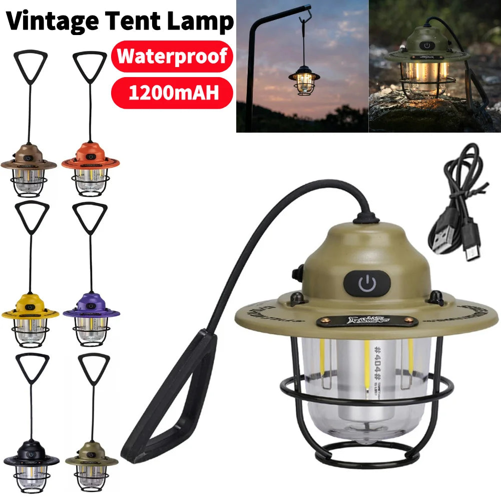 Mini LED Camping Laternen Typ C wiederauf ladbare tragbare hängende Zelt Licht 1200mah zum Wandern Angeln Not licht Laternen