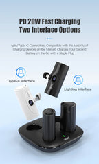 4 x 5000 mAh Mini-Powerbank mit Ladestation, tragbar, PD 20 W, Schnellladegerät, Powerbank für iPhone 16 x Samsung Xiaomi Poverbank