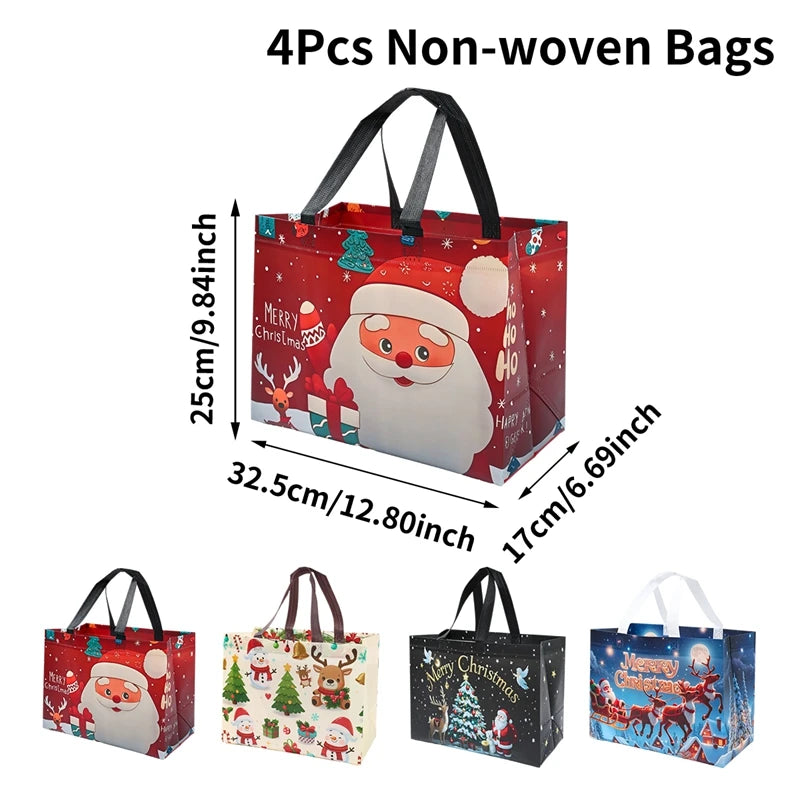 4 stücke Weihnachten Geschenk Taschen Weihnachten Party Dekoration Kinder Gefälligkeiten 2025 Weihnachten Santa Claus Handtaschen Navidad Natal Neue Jahr geschenk 2026