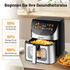 8-Liter-Heißluftfritteuse mit Sichtfenster und Backofen