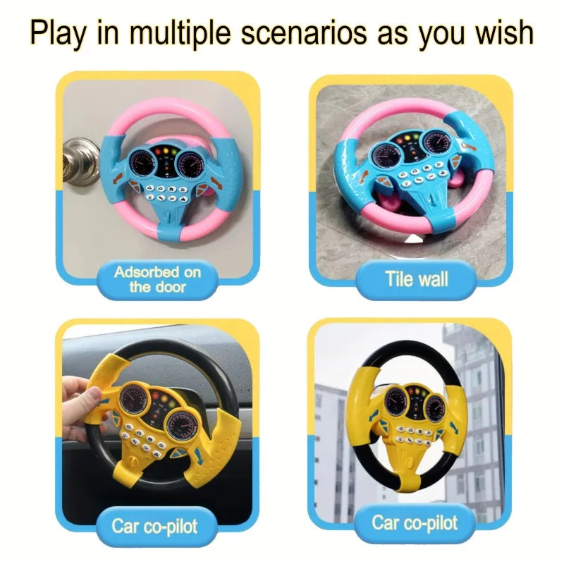Kinder-Lenkrad Spielzeug – Simuliertes Autofahren, Lernspielzeug, Rosa oder Gelb, ab 3 J.