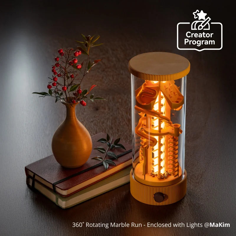 360 ̊ drehbarer Marmorlauf für BambuLab, geschlossen mit Lichtern für Maker World Creator Program ZH057