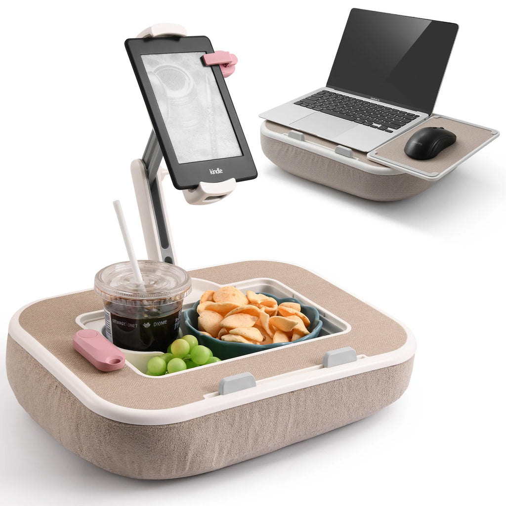 Oatsbasf Kissenständer mit Stauraum 360° °   Drehbarer Clip-Ständer für 4,7–13 Zoll große Telefon-Tablets, Kindle 15 Zoll Laptop-Kissen, Schoßschreibtisch