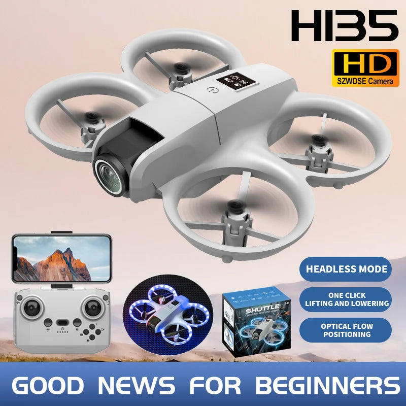 Neue H135 Mini Drohne WIFI FPV Hover Professionelle 4K Kamera Tasche Bunte Lichter Eders Rc Flugzeug Faltbare Quadcopter RC spielzeug Geschenke