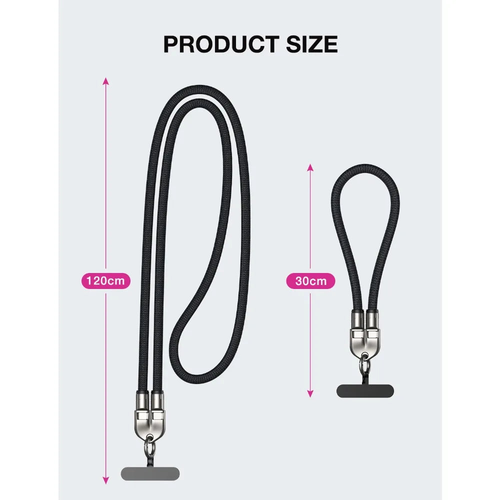 AUFU 2-in-1 USB-C Schnellladekabel mit Umhängeband – 240W, 5A, PD | 4 Farben, 0,3m & 1,2m