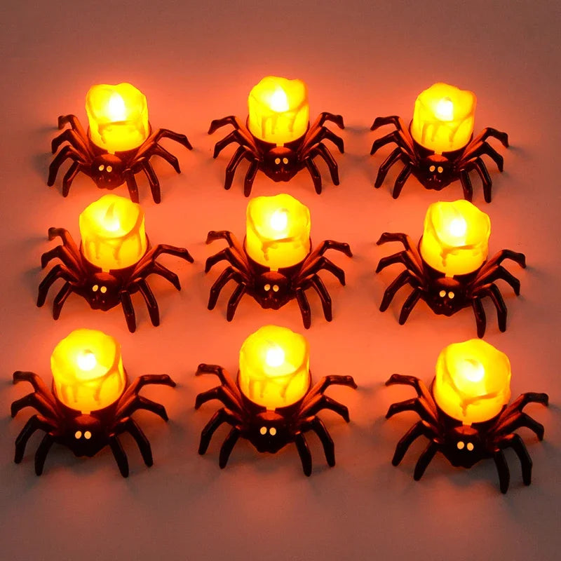 Halloween LED-Spinnenlampe – Leuchtende Kürbis-Spinnen-Kerze | 1, 3, 5, 8 oder 10 Stück