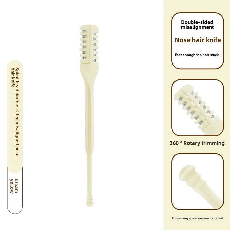 2-in-1-Nasenhaarschneider, 6 Stück Nasenloch-Haarentferner-Werkzeug, doppelseitiges Nasenhaarmesser, manuell 360 °   Rotierender Nasenhaarschneider